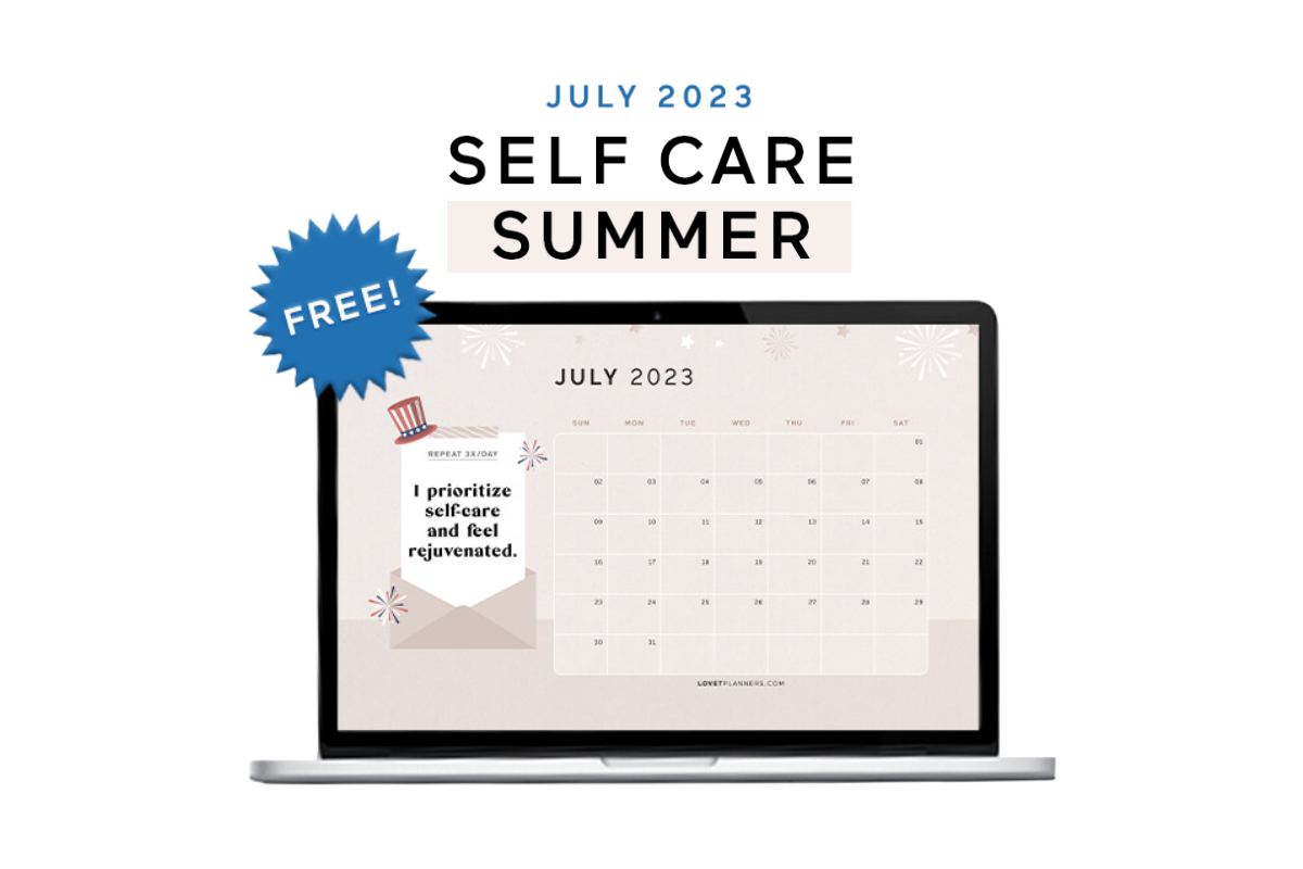 Self Care Summer July July 2023 Wallpaper Download Lovet Planners