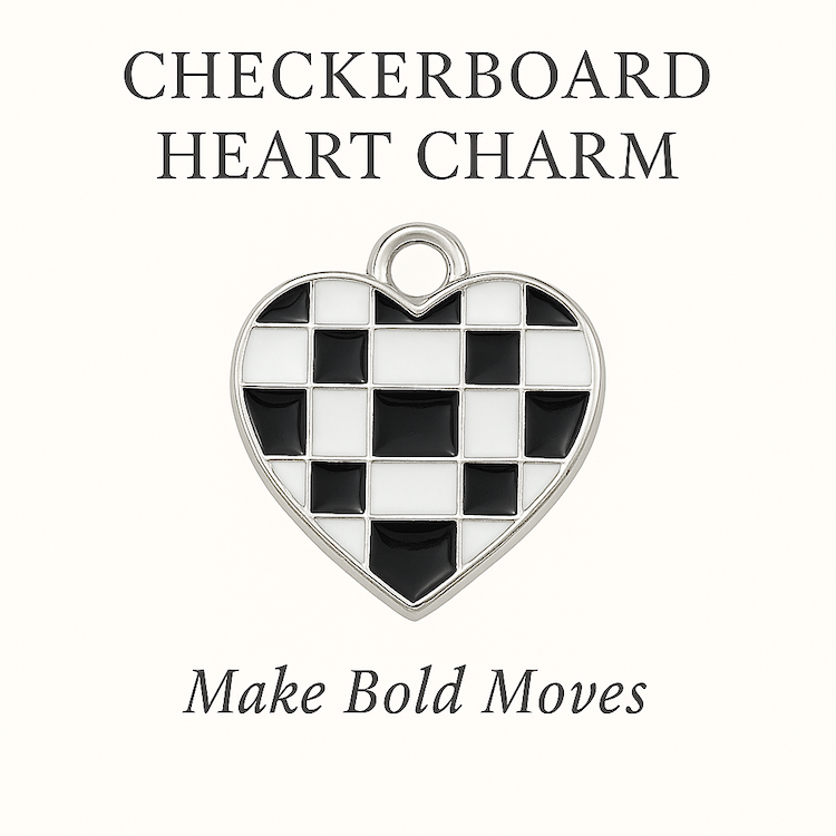 Checkerboard Heart Charm - Make Bold Moves