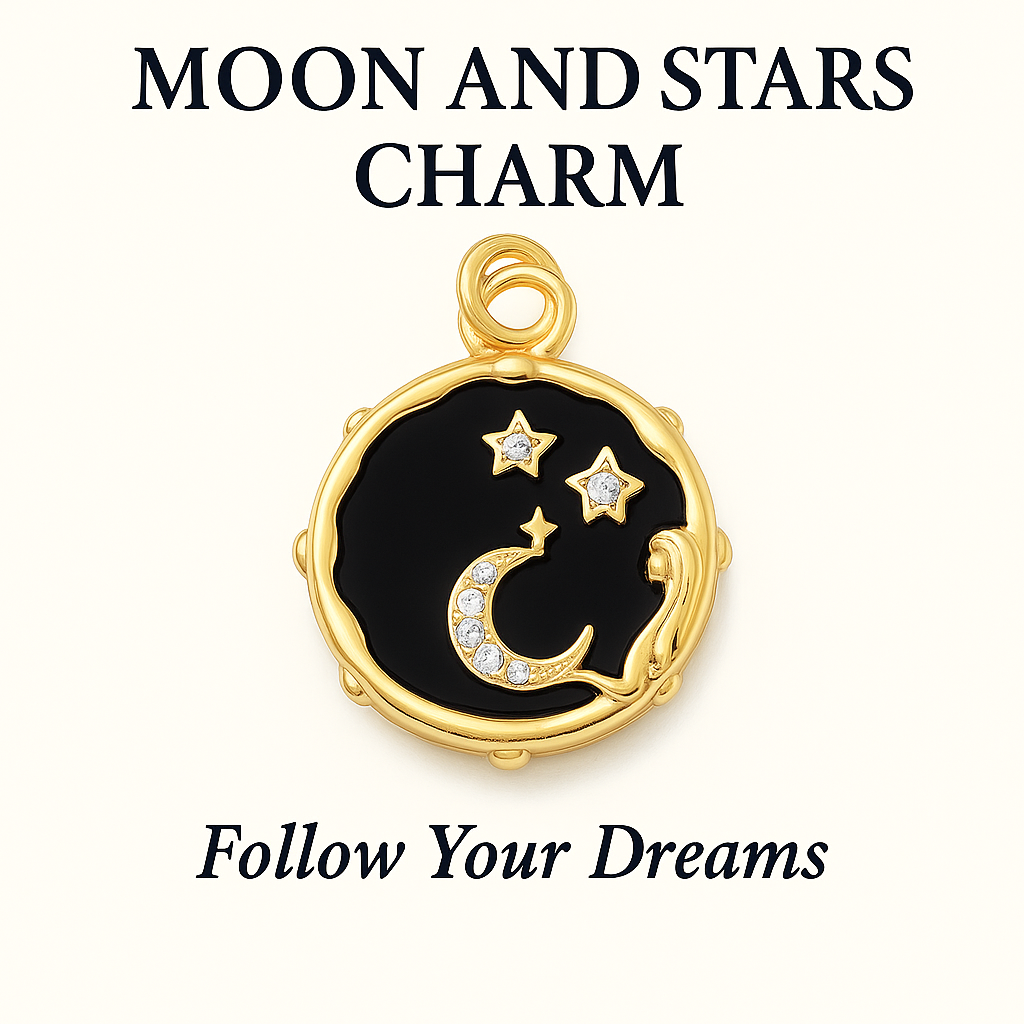 Moon And Stars Charm (Black) – Follow Your Dreams