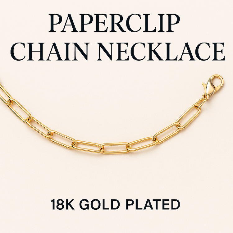 Paperclip Chain Necklace (18K Gold Plated)