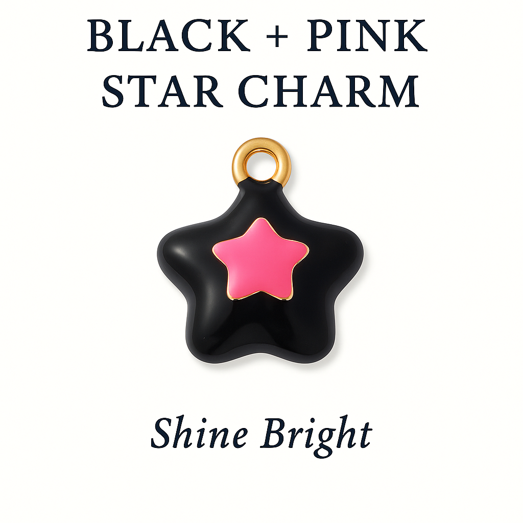 Black + Pink Star Charm – Shine Bright