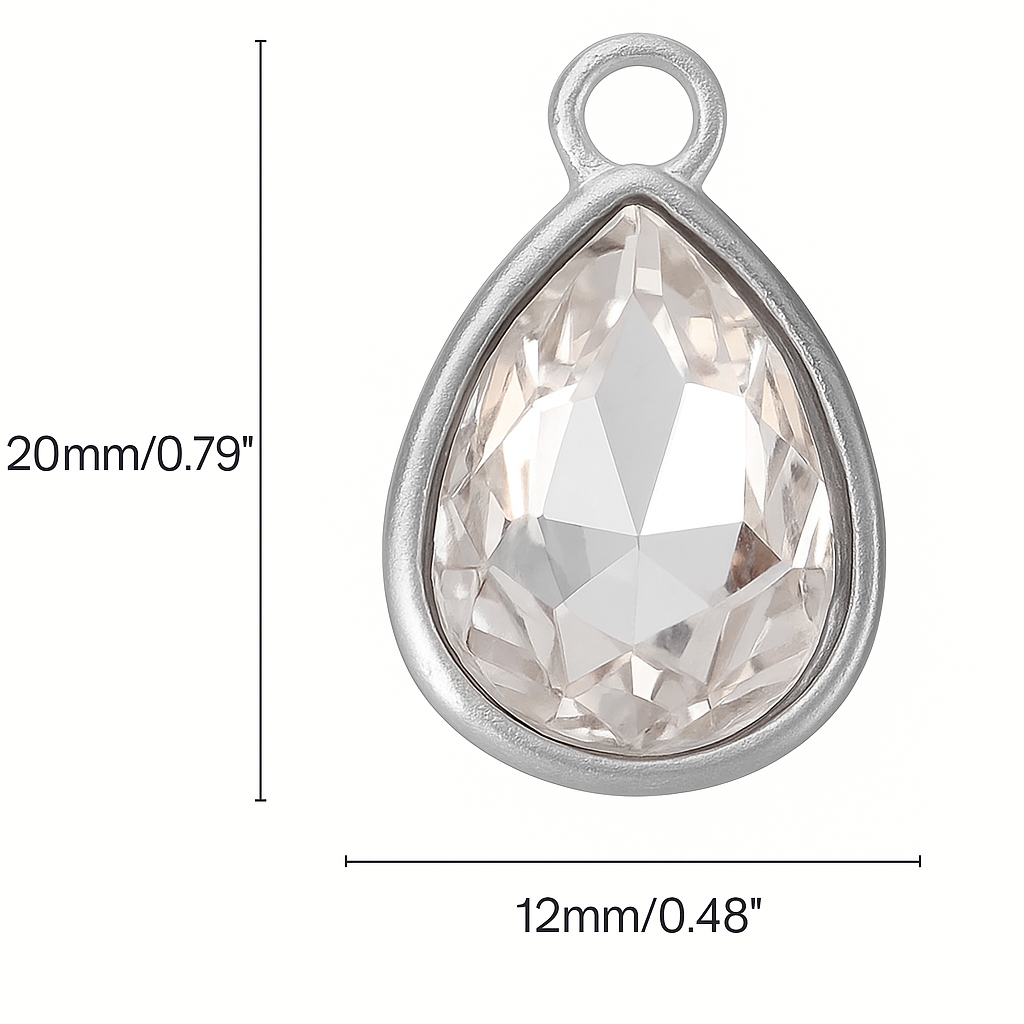 Silver Crystal Tear Drop Charm – Receive With Grace