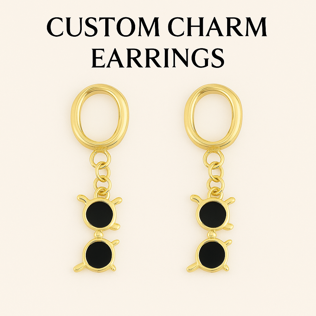Custom Charm Earrings POST BACK - 2 Charms - Gold Plated (TT LIVE)