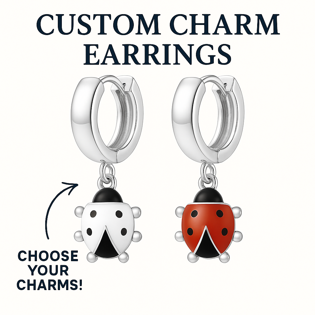 Custom Charm Earrings - 2 Charms - Silver Plated (TT LIVE)