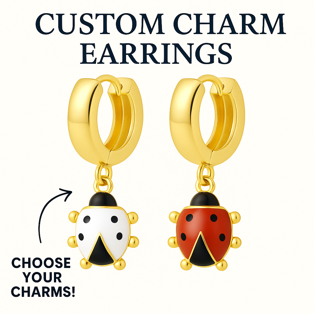 Custom Charm Earrings - 2 Charms - Gold Plated (TT LIVE)
