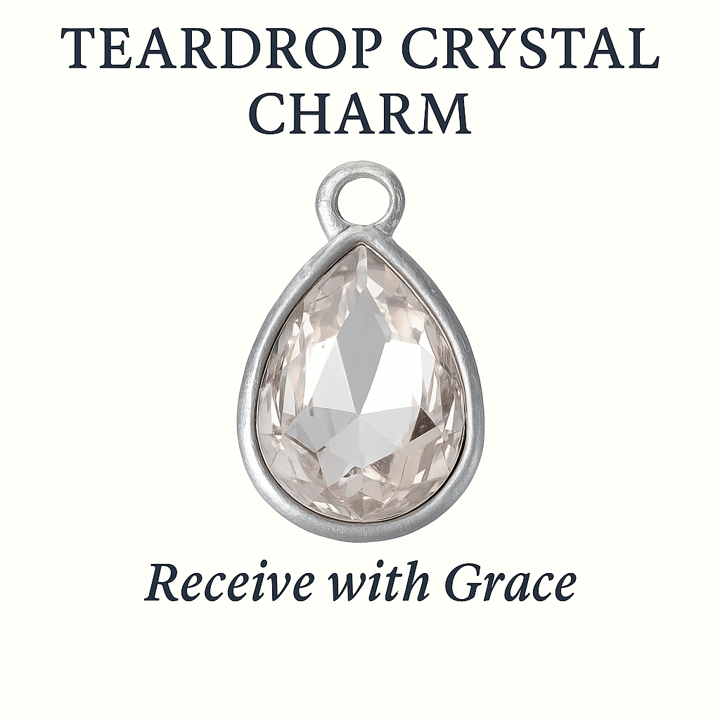 Silver Crystal Tear Drop Charm – Receive With Grace