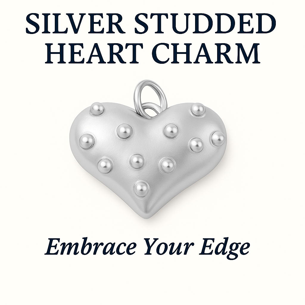Studded Heart Charm SILVER - Embrace Your Edge