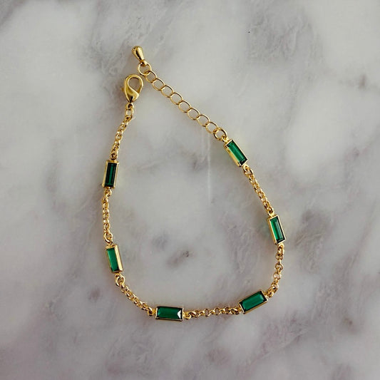 Petite Emerald Crystal Bracelet Bundle - (4 Charms) (6 inches)