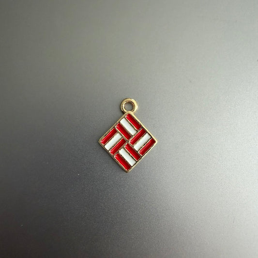 Kōshi Red + White Lattice Tile Charm (SURPRISE) JAPAN