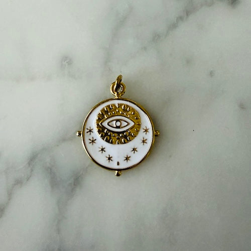 White Evil Eye Medallion Charm (SURPRISE)
