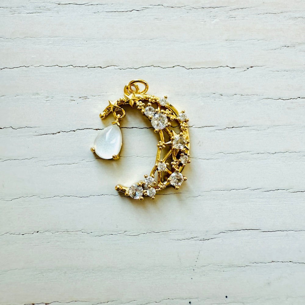 Opal Dangle Crescent Moon Charm (SURPRISE)
