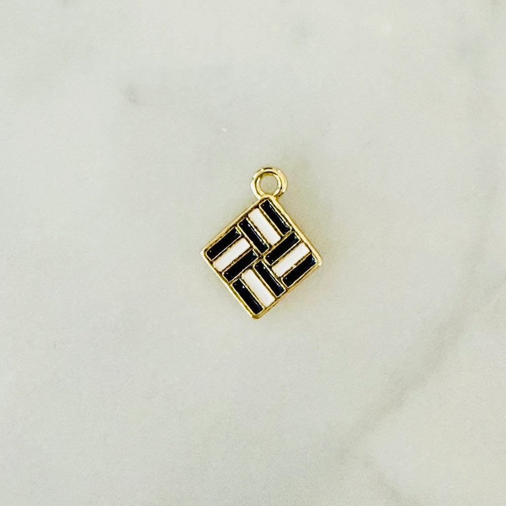Kōshi Black + White Lattice Tile Charm (SURPRISE) JAPAN