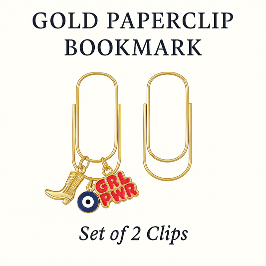 Jumbo Gold Paperclip Bookmark – Charm Holder (Set of 2)