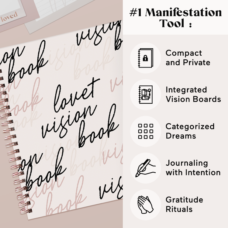 Vision Board Book LUXE - Journal with Integrated Vision Boards, Categorized  Dreams, and Gratitude Rituals - Black
