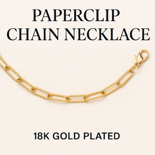 Paperclip Chain Necklace (18K Gold Plated)