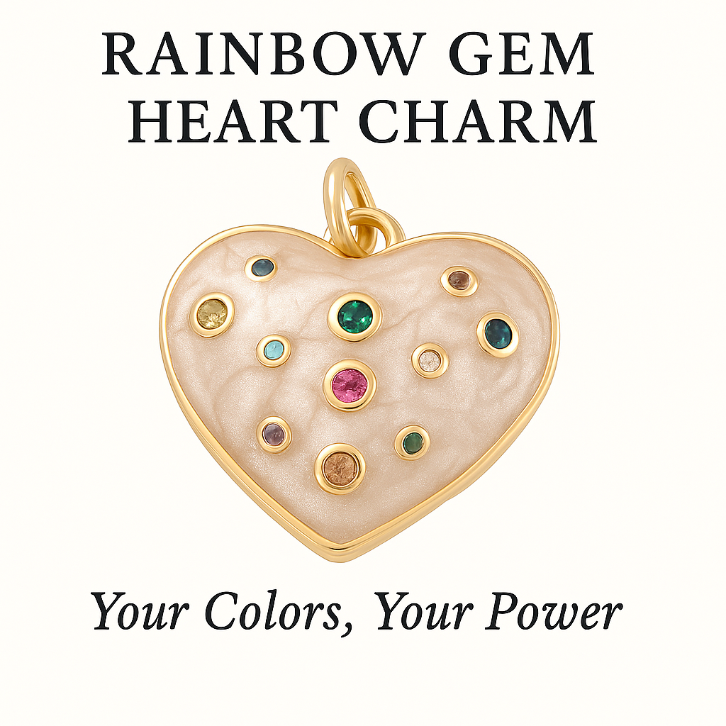 Rainbow Gem Heart Charm - Your Colors, Your Power