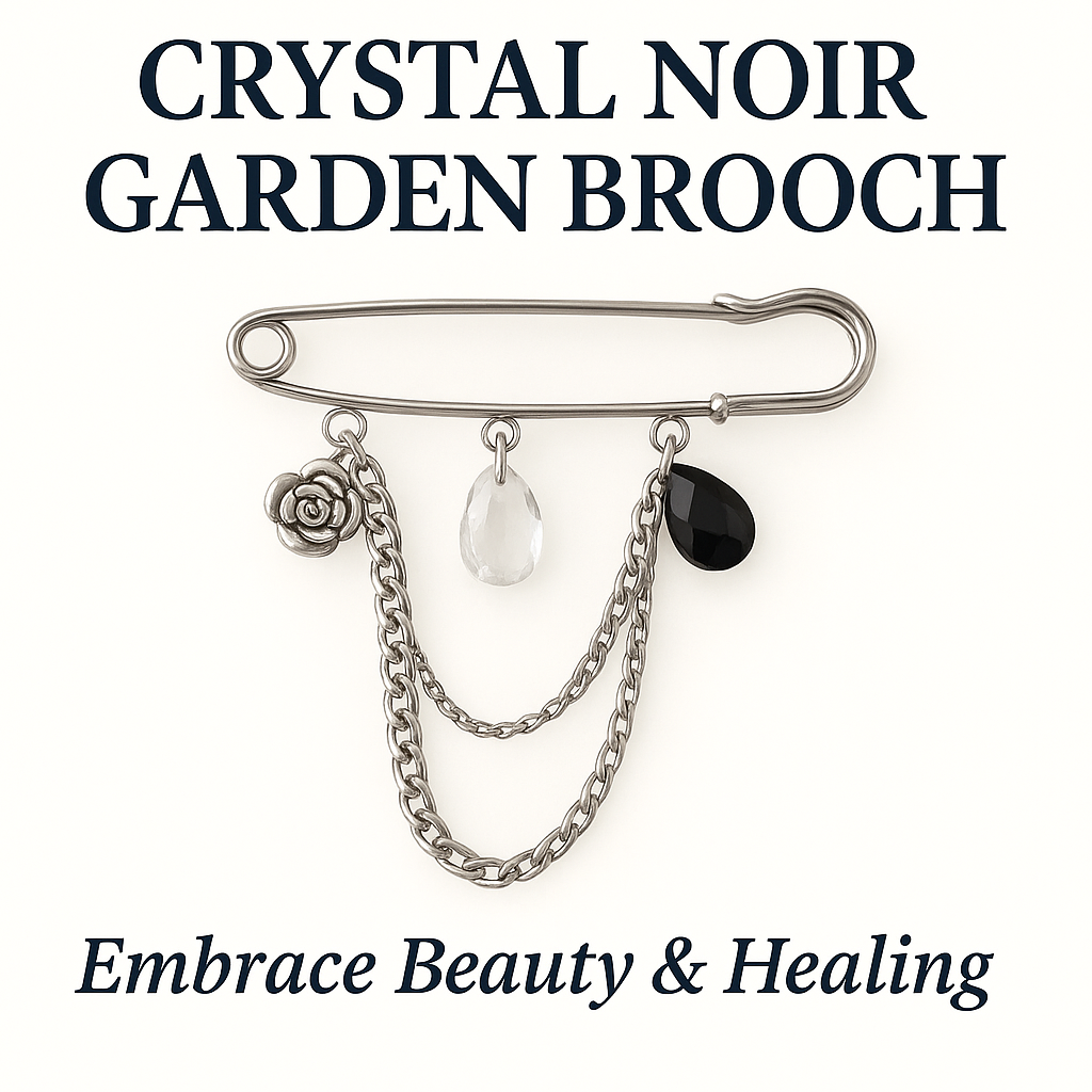 Crystal Noir Garden Brooch - Embrace Beauty & Healing
