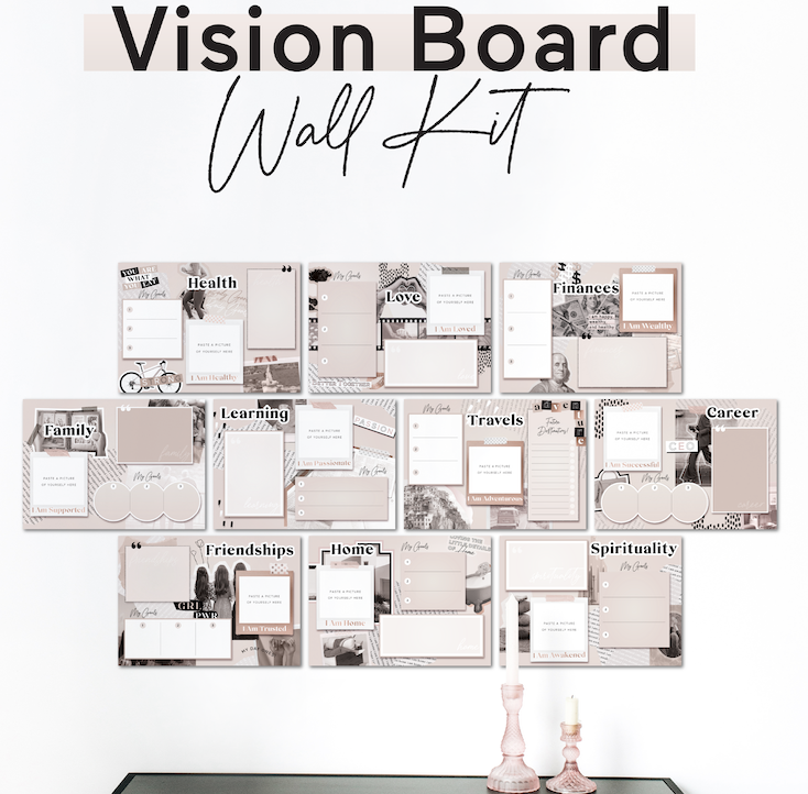 Wall Hanging Photo Board & Easy To Use Vision Board Kit, 20 x 15