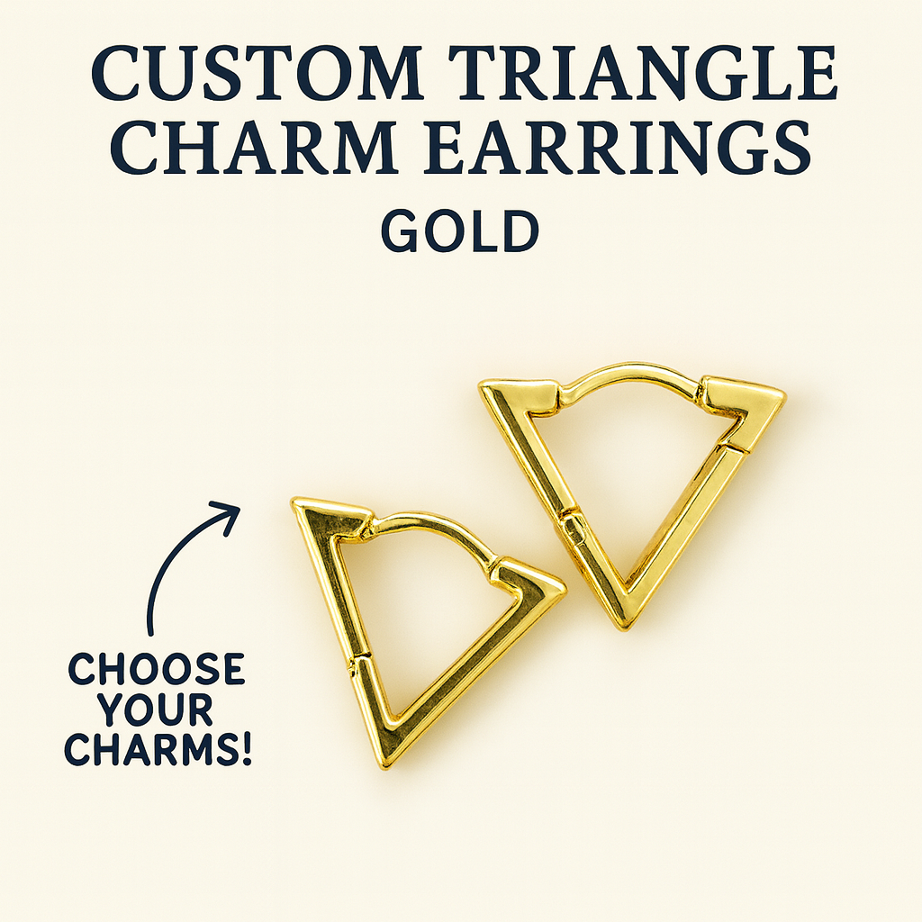 Custom Triangle Charm Earrings – 18K Gold Plated
