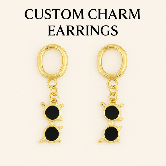 Custom Charm Earrings POST BACK - 2 Charms - Gold Plated (TT LIVE)