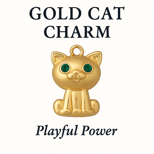 Gold Cat Charm – Playful Power