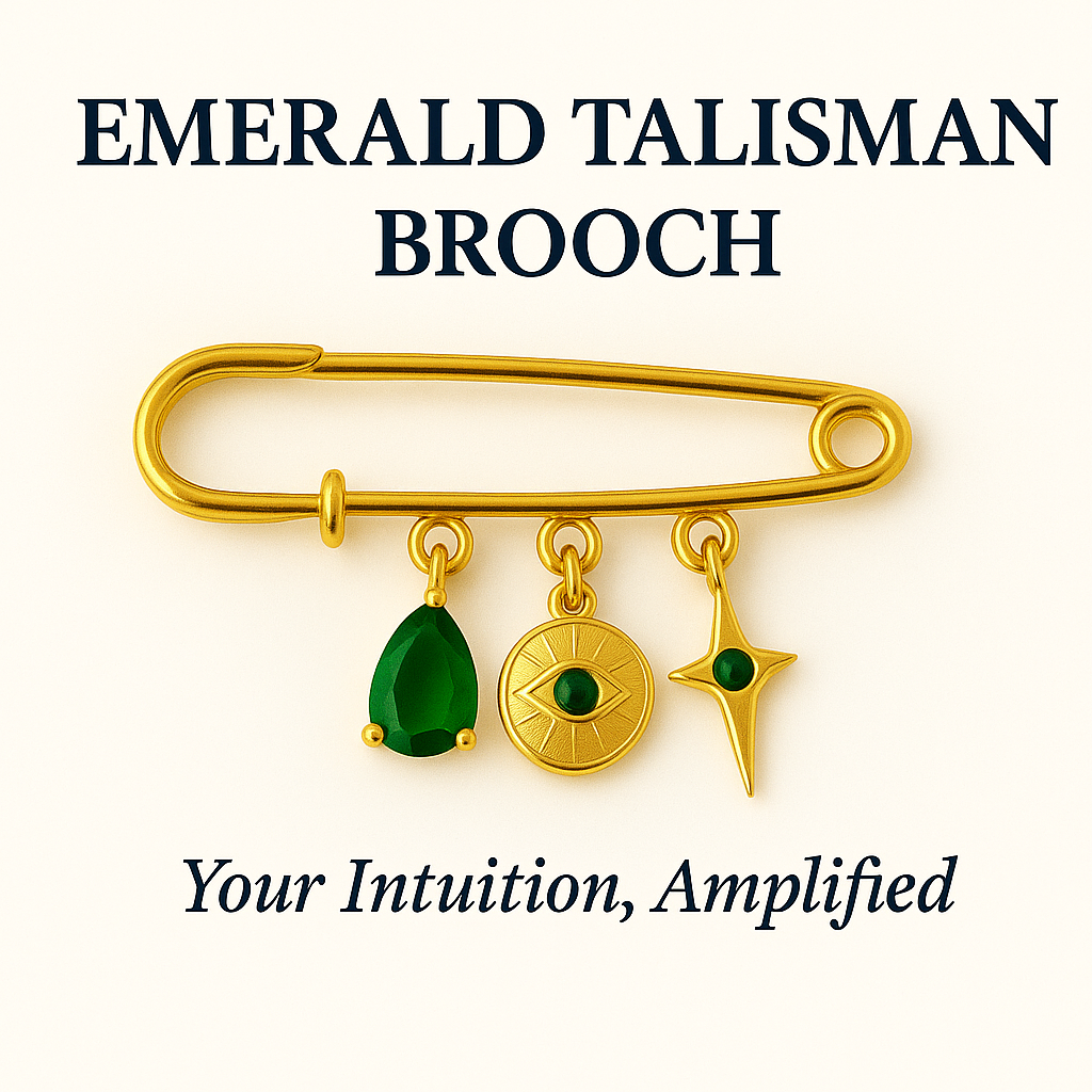 Emerald Crystal Talisman Brooch - Your Intuition, Amplified