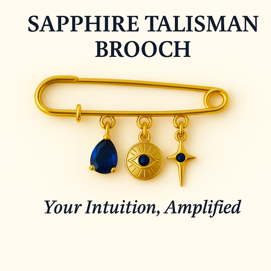 Sapphire Crystal Talisman Brooch - Your Intuition, Amplified