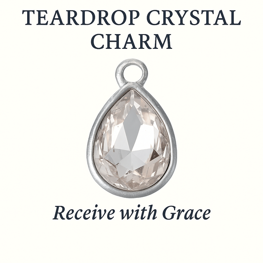 Silver Crystal Tear Drop Charm – Receive With Grace