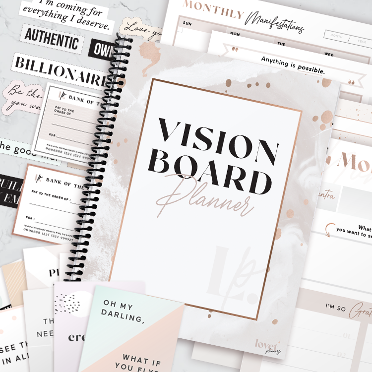 2024 Vision Board Party Kit Girl Boss Goals Vision Mood Board Clipart  Images Planner, Affirmations Manifest Vision Board Printables Template 